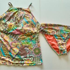 Colorful Patterned Tankini Set